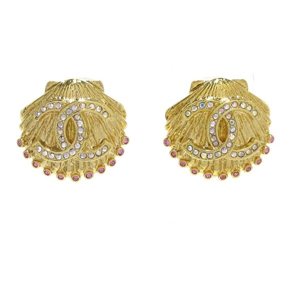 CHANEL Coco - Gold Light Blue Pink  Clip On Earrings 731-080125 - Picture 1 of 6